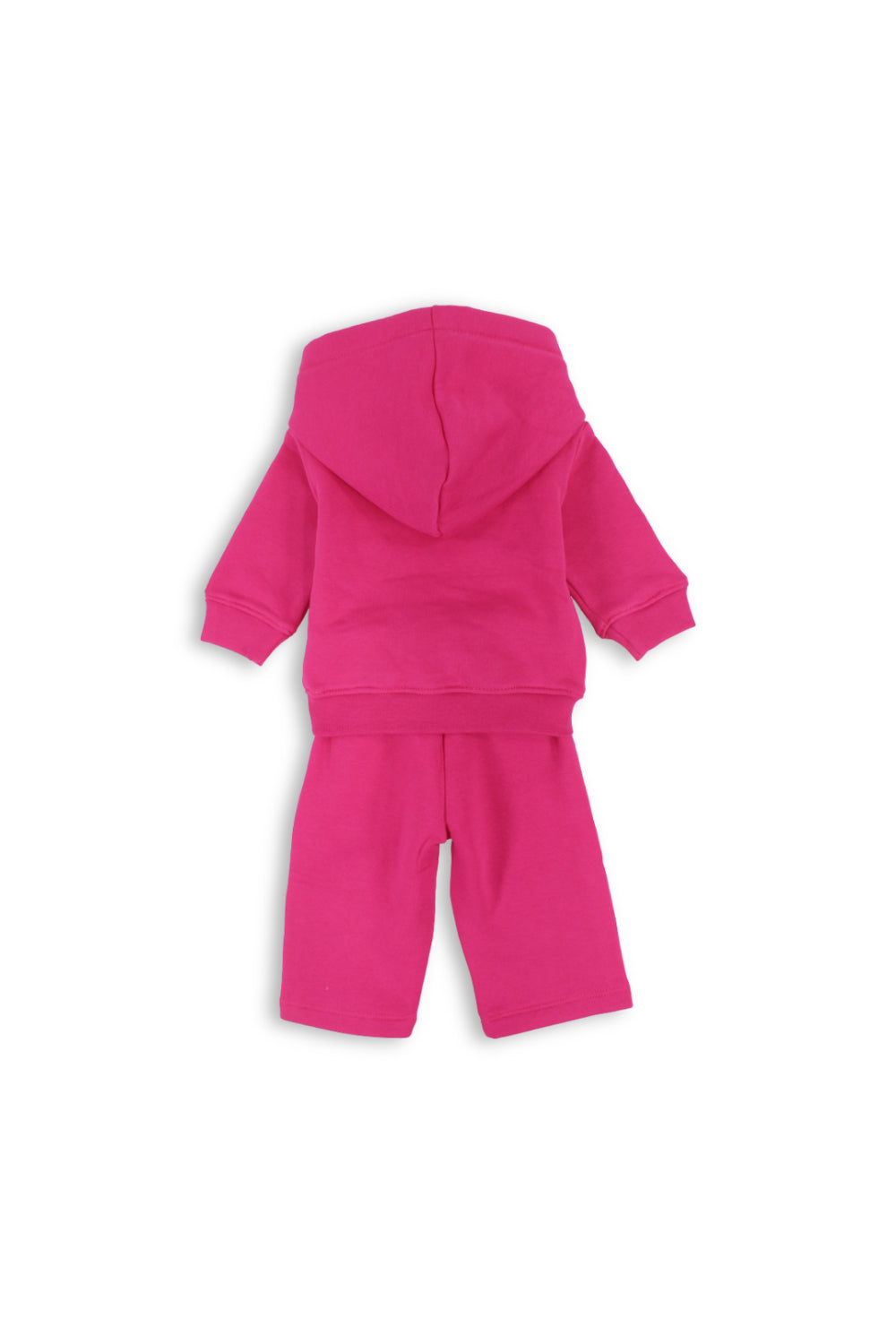 girls baby cotton hooded outfit set – fuchsia with hearts print