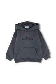 boys cotton hoodie – grey with "master of negotiation" Design