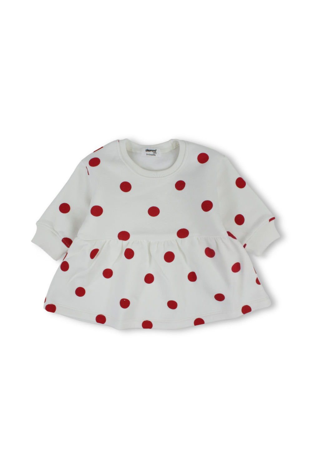 baby girls cotton dress – white with red polka dot print