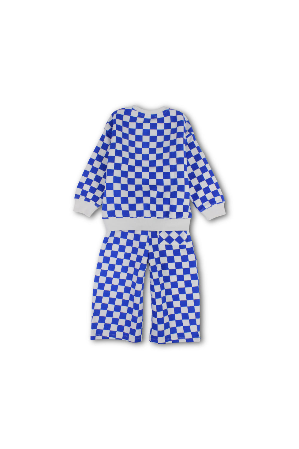 boys cotton outfit set – blue checkered print