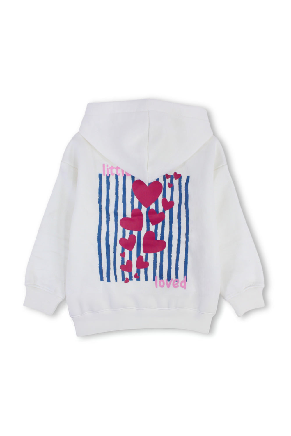 girls cotton hoodie – off-white with "little & loved" design
