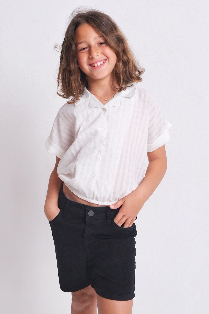 black gabardine shorts