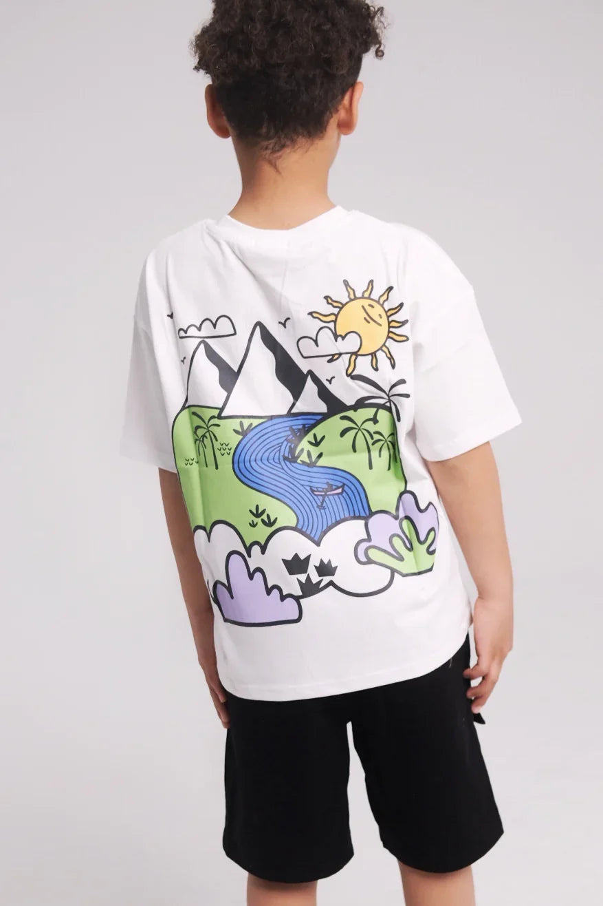 unisex "pyramids" short-sleeved t-shirt – white - playmore