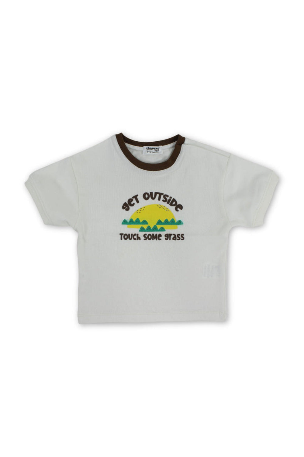 baby boys cotton t-shirt – offwhite with "get outside" print