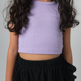 purple cropped ribbed tank top