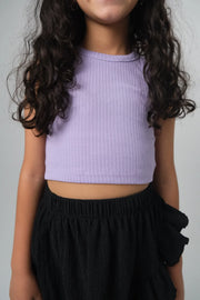 purple cropped ribbed tank top - playmore