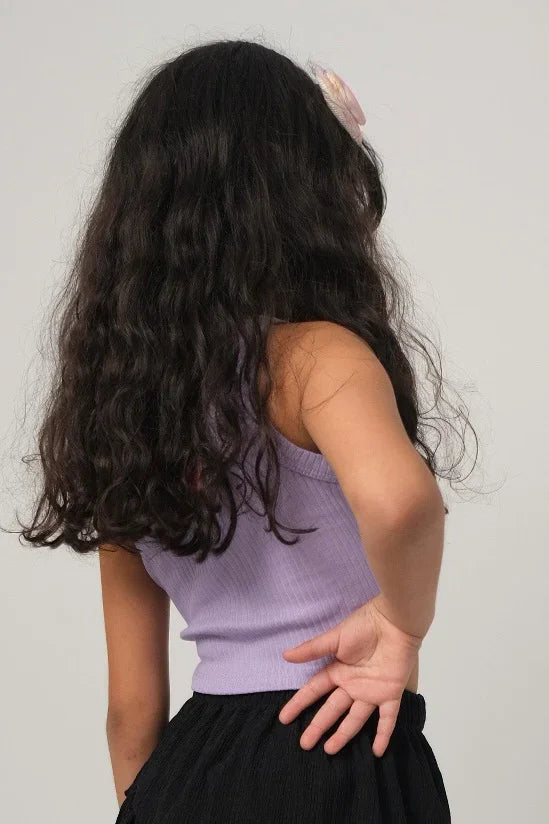 purple cropped ribbed tank top - playmore