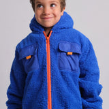 unisex blue long-sleeved teddy jacket