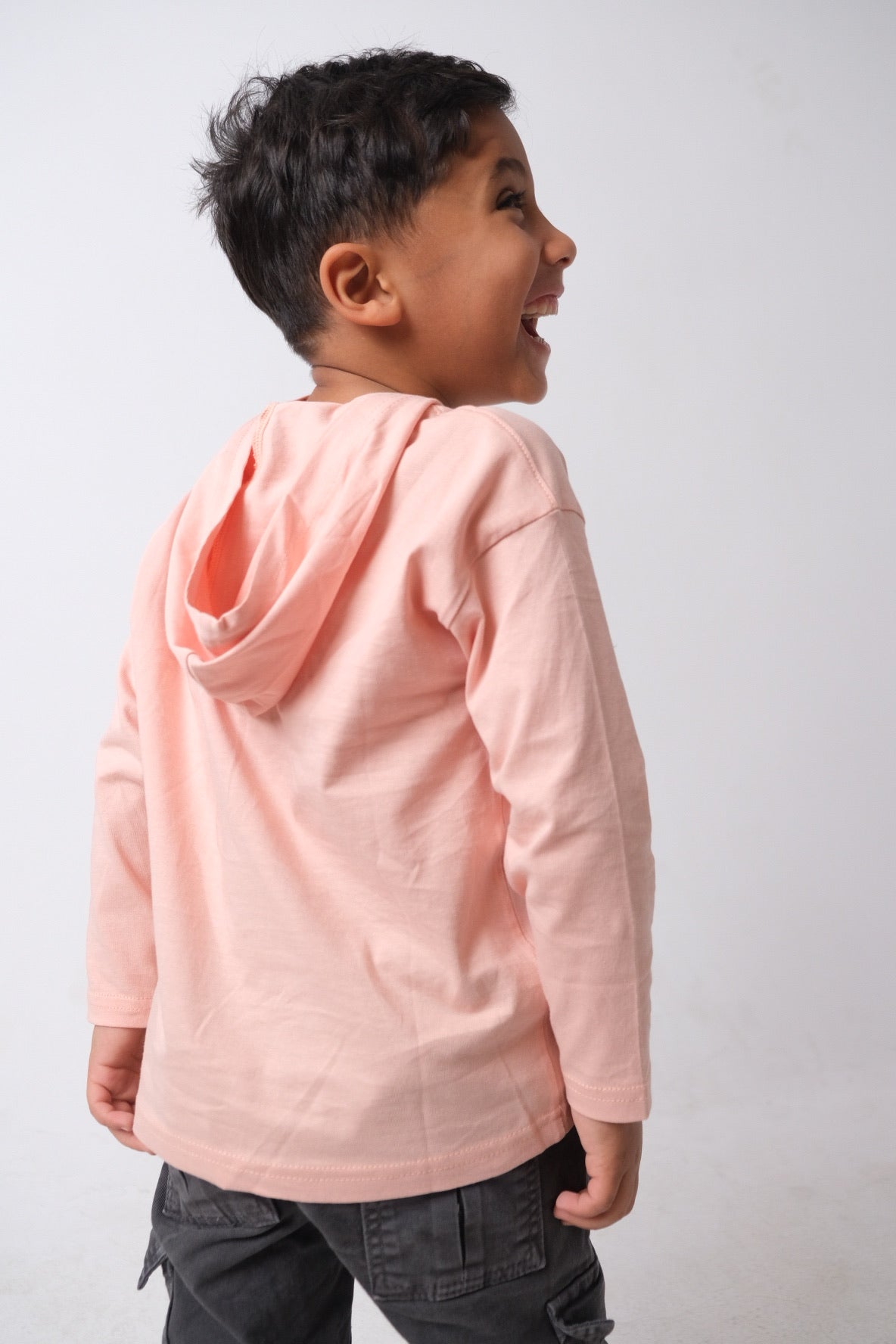 "playful child" long-sleeved hooded t-shirt