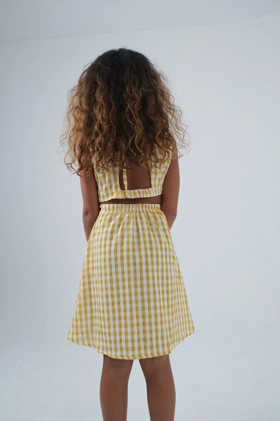 yellow checkered sleeveless dress - playmore