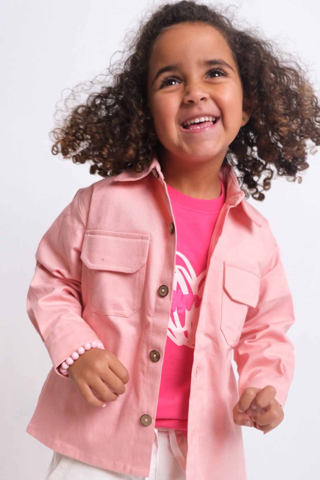 pink long-sleeved overshirt