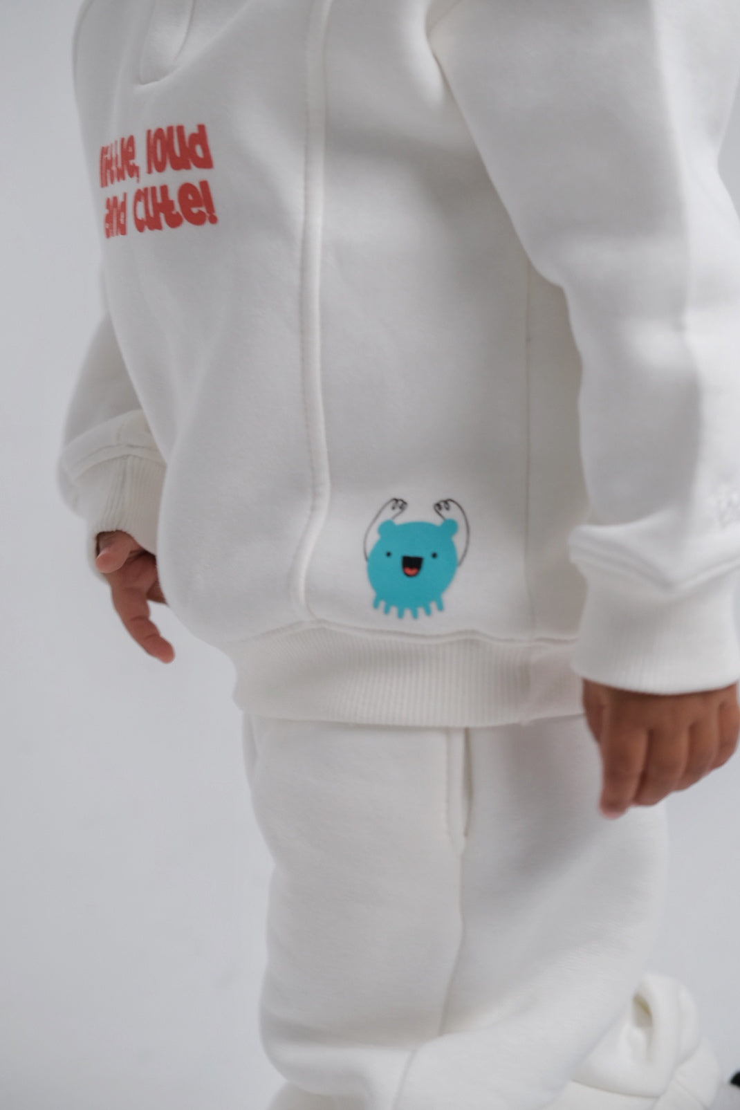 unisex "little, loud, & cute" offwhite long-sleeved sweatshirt