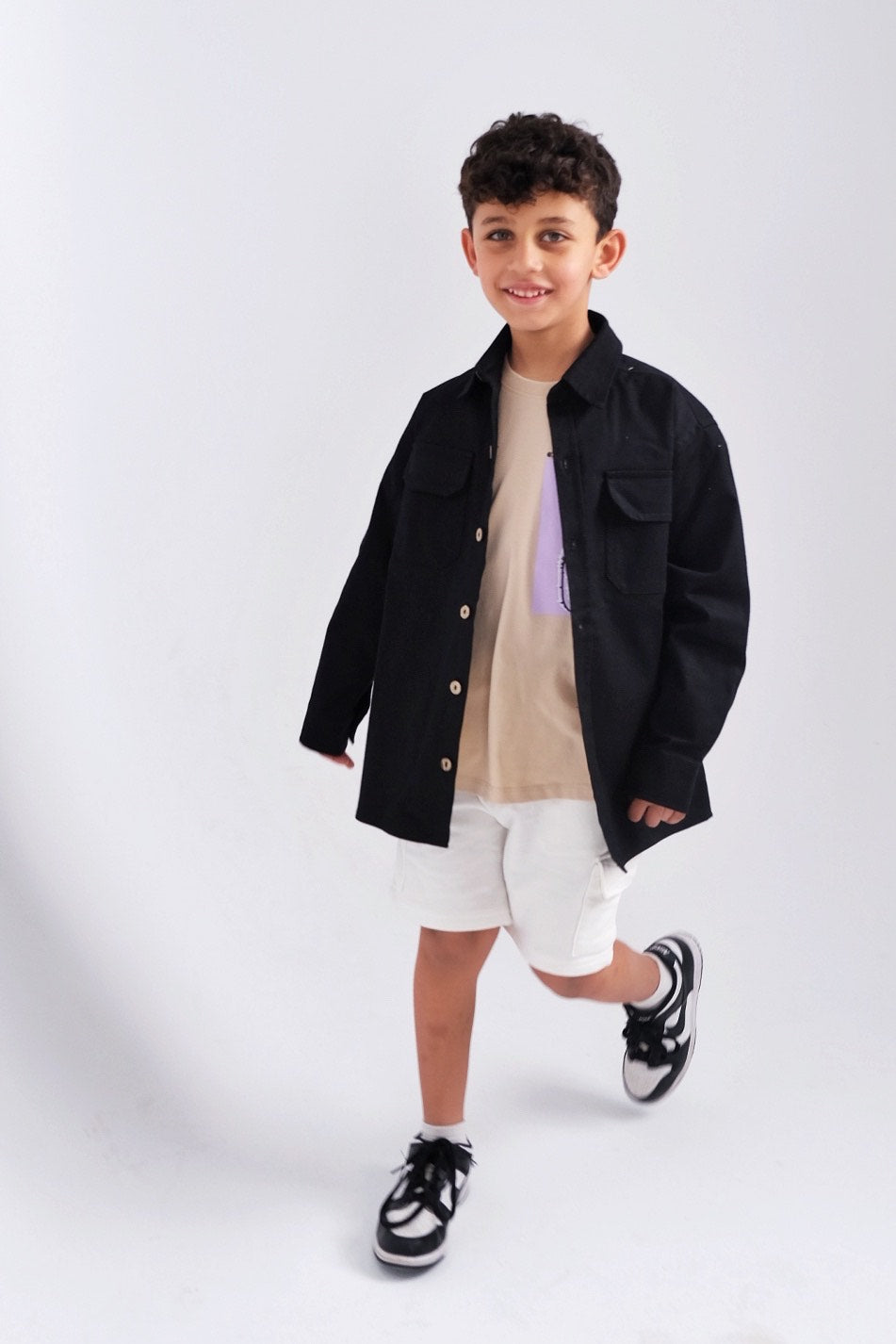 charcoal long-sleeved overshirt