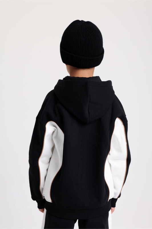boys cotton hoodie – back with “play more“ print