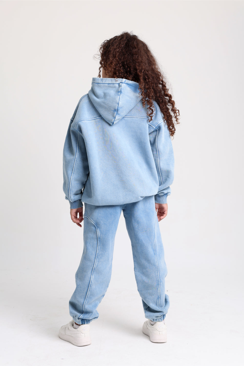 teens cotton hoodie – baby blue with "play like a champion" design