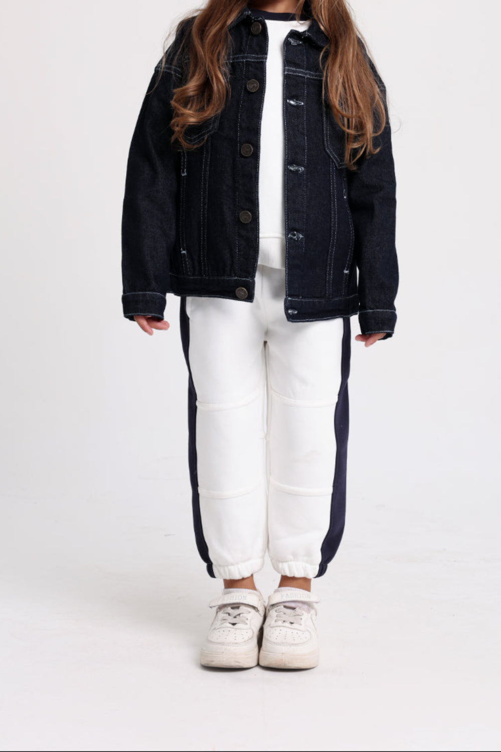 unisex cotton sweatpants - offwhite & navy