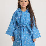 Unisex Swim Robe – Blue Palm Print Sleeves