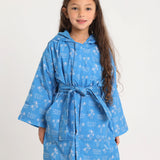 Unisex Swim Robe – Blue Palm Print Sleeves