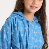 Unisex Swim Robe – Blue Palm Print Sleeves