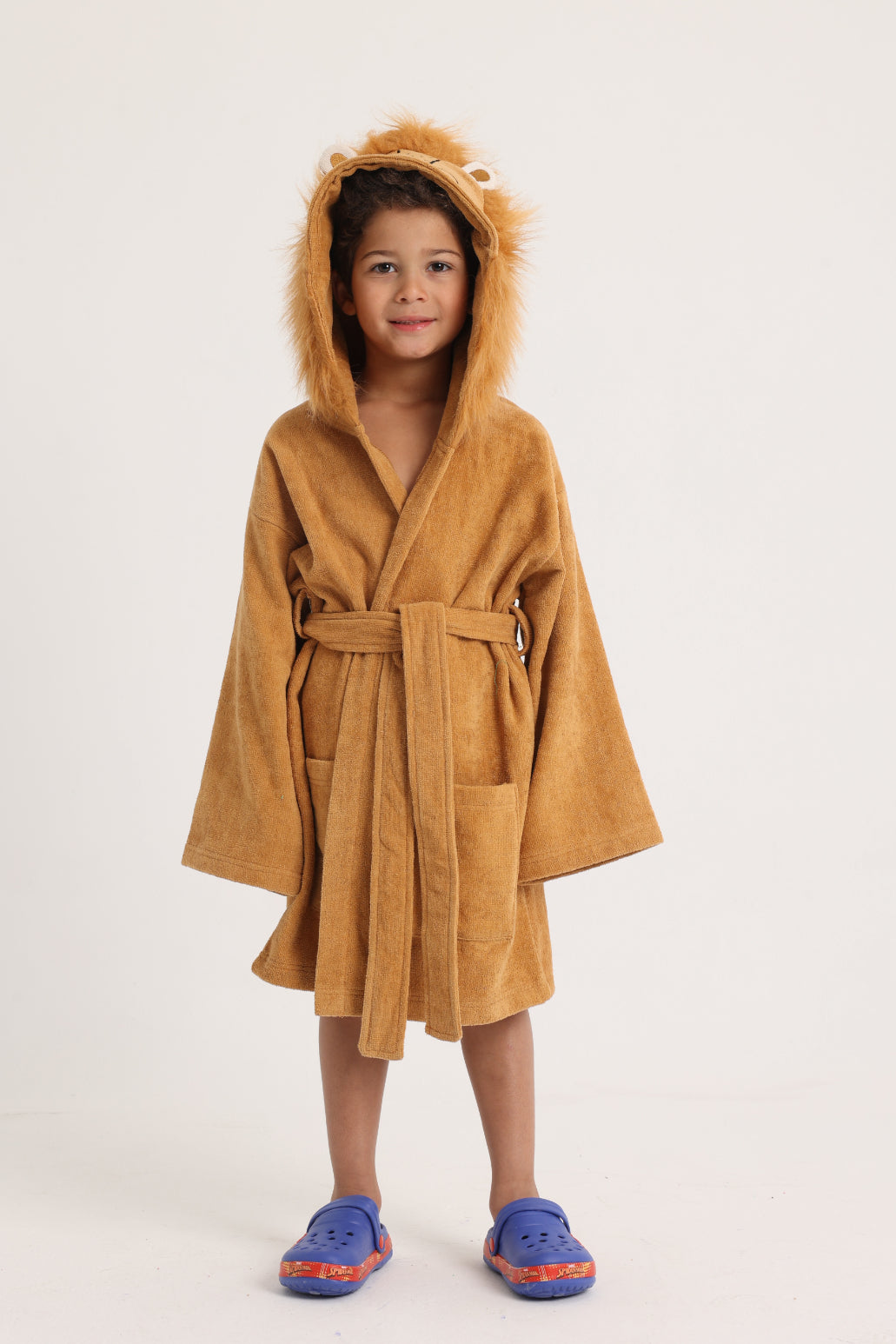 unisex swim robe – brown lion sleeves