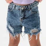 navy ripped jean shorts