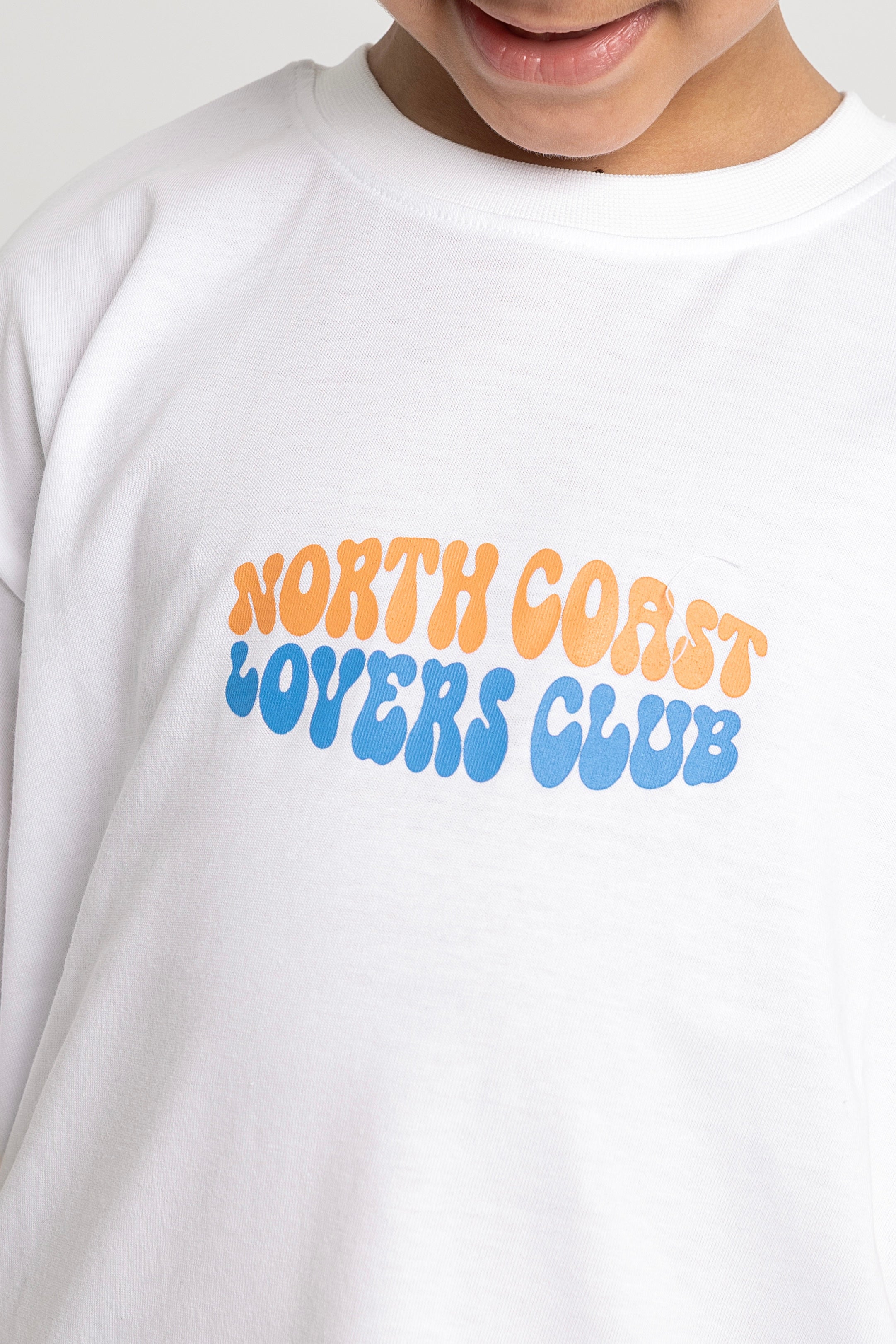 unisex cotton t-shirt – white "north coast lovers club"