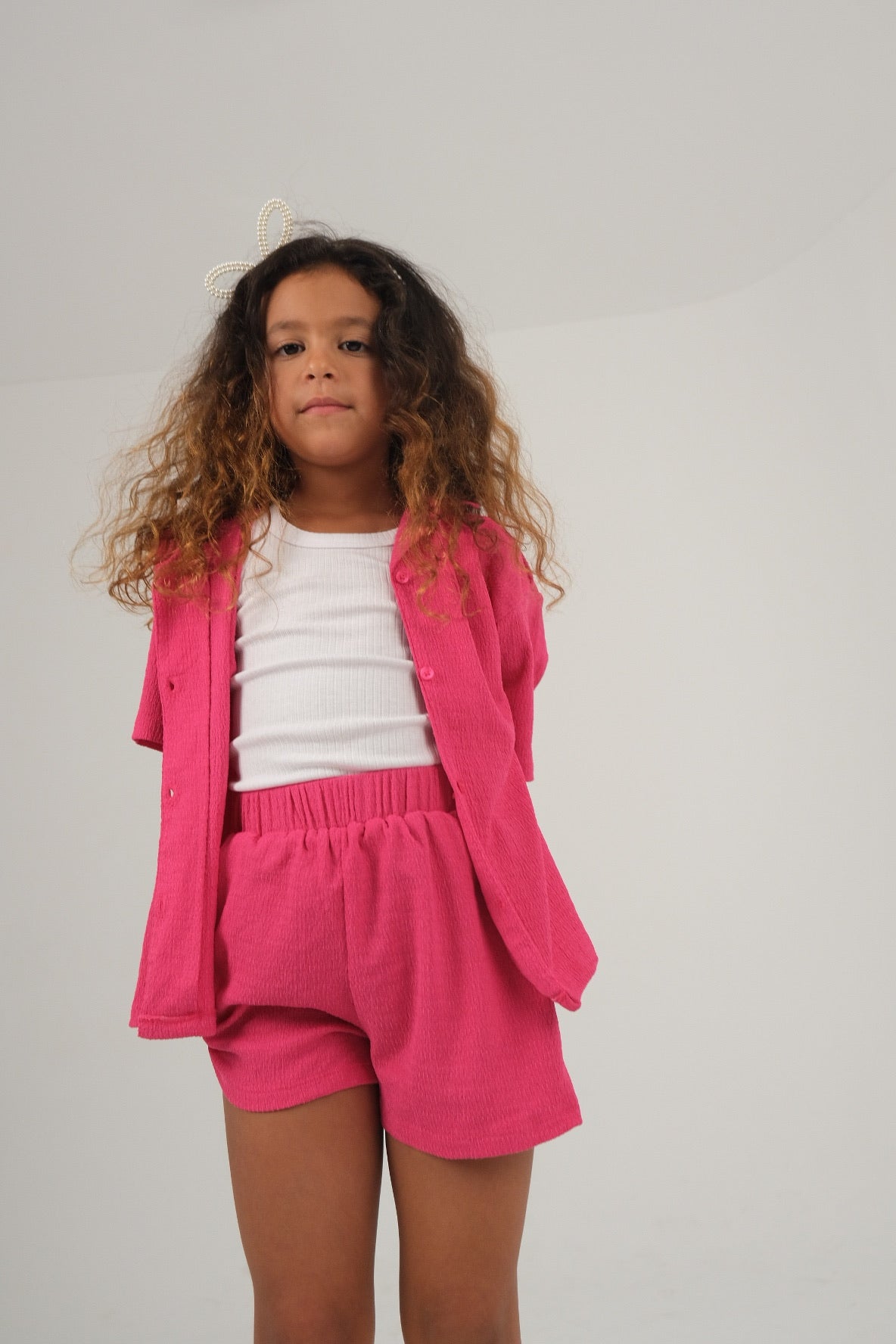crinkled fuchsia outfit set