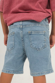 ripped light blue jean shorts