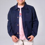 Unisex Kids "Playing Outdoors Club" Gabardine Shirt – Navy