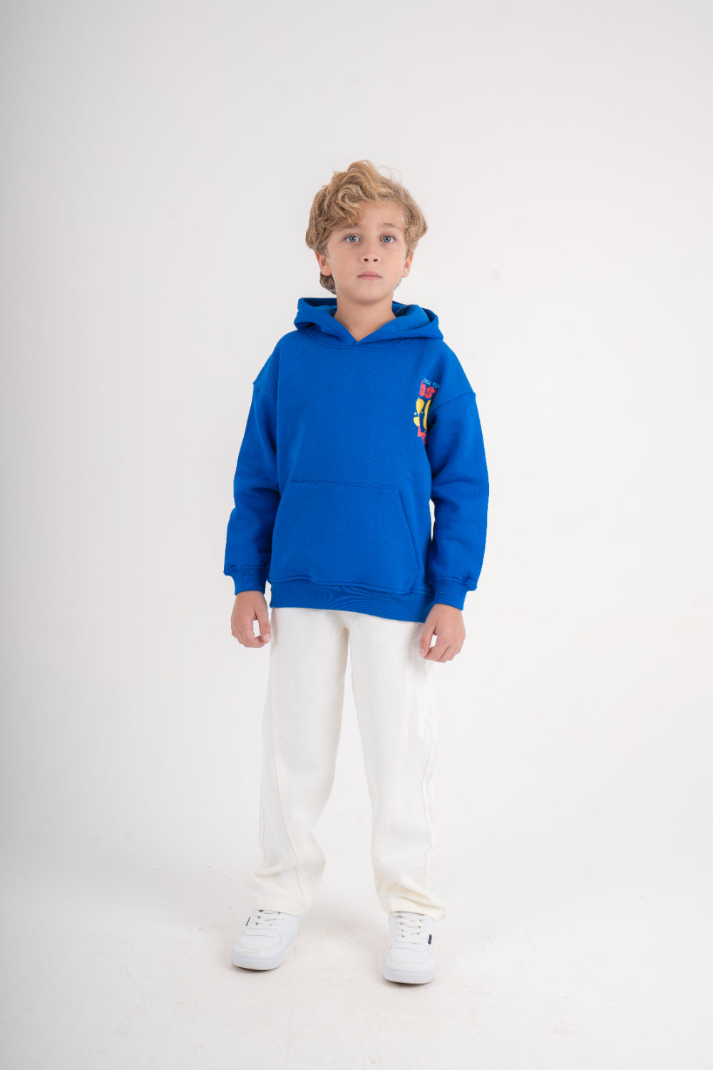 unisex fleece hoodie – blue with "pasta lover" print