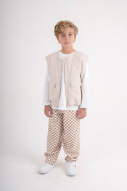 boys gabardine sleeveless vest – beige