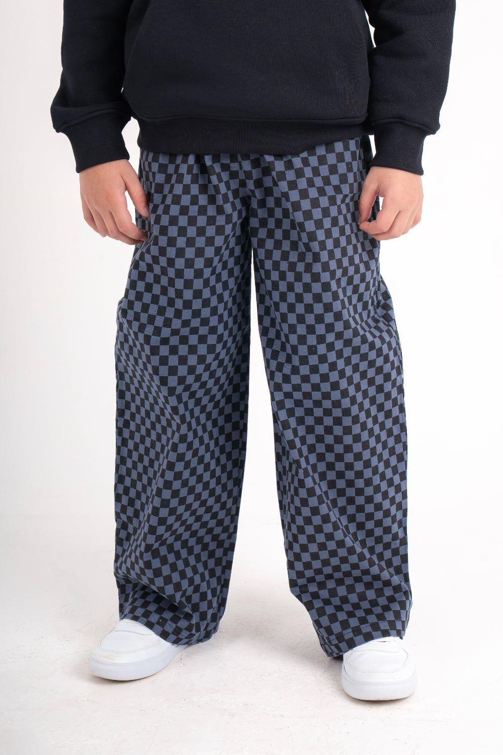 unisex gabardine pants – grey checkered
