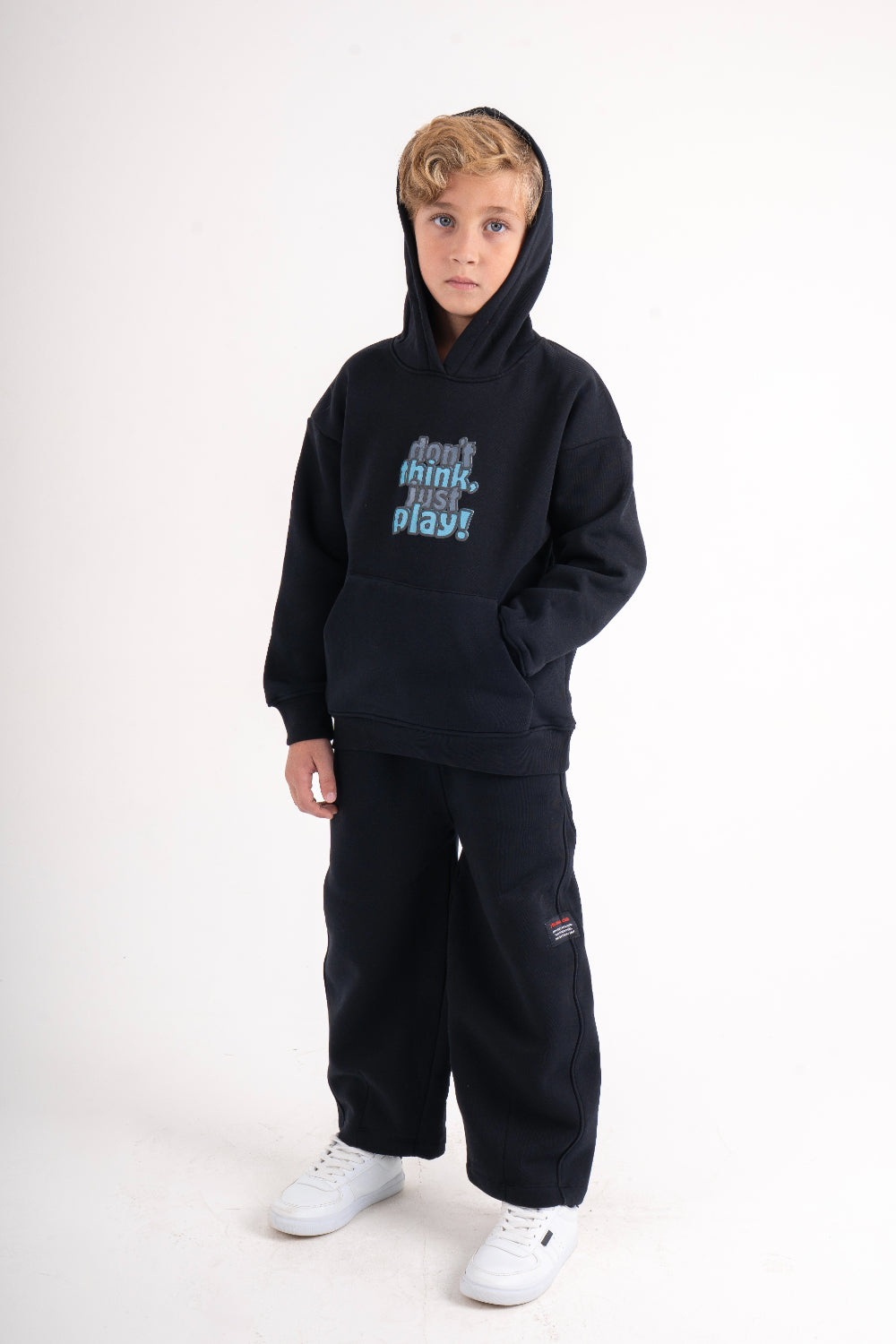 boys cotton sweat pants – black