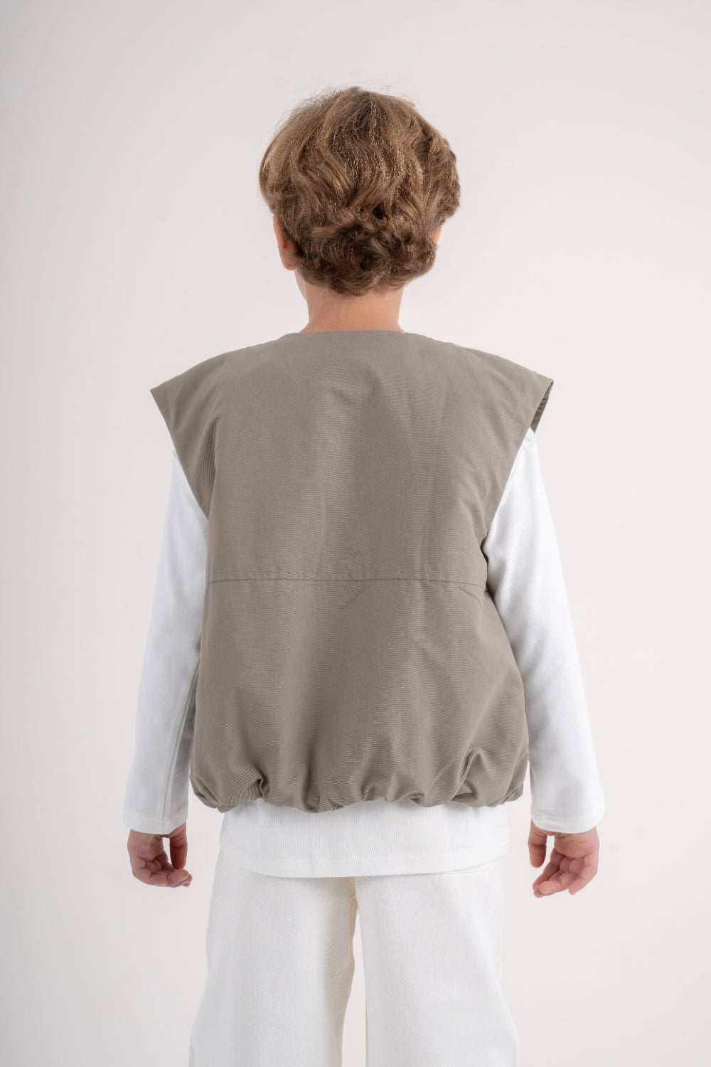 boys gabardine sleeveless vest – olive
