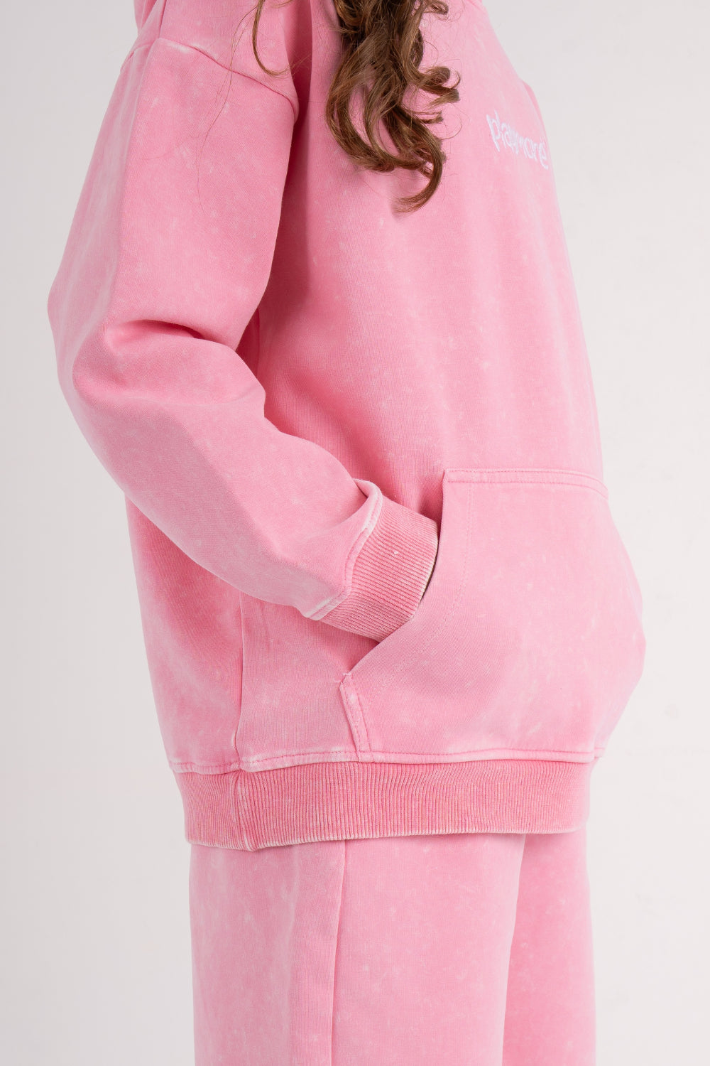 girls cotton hooded outfit set – pink