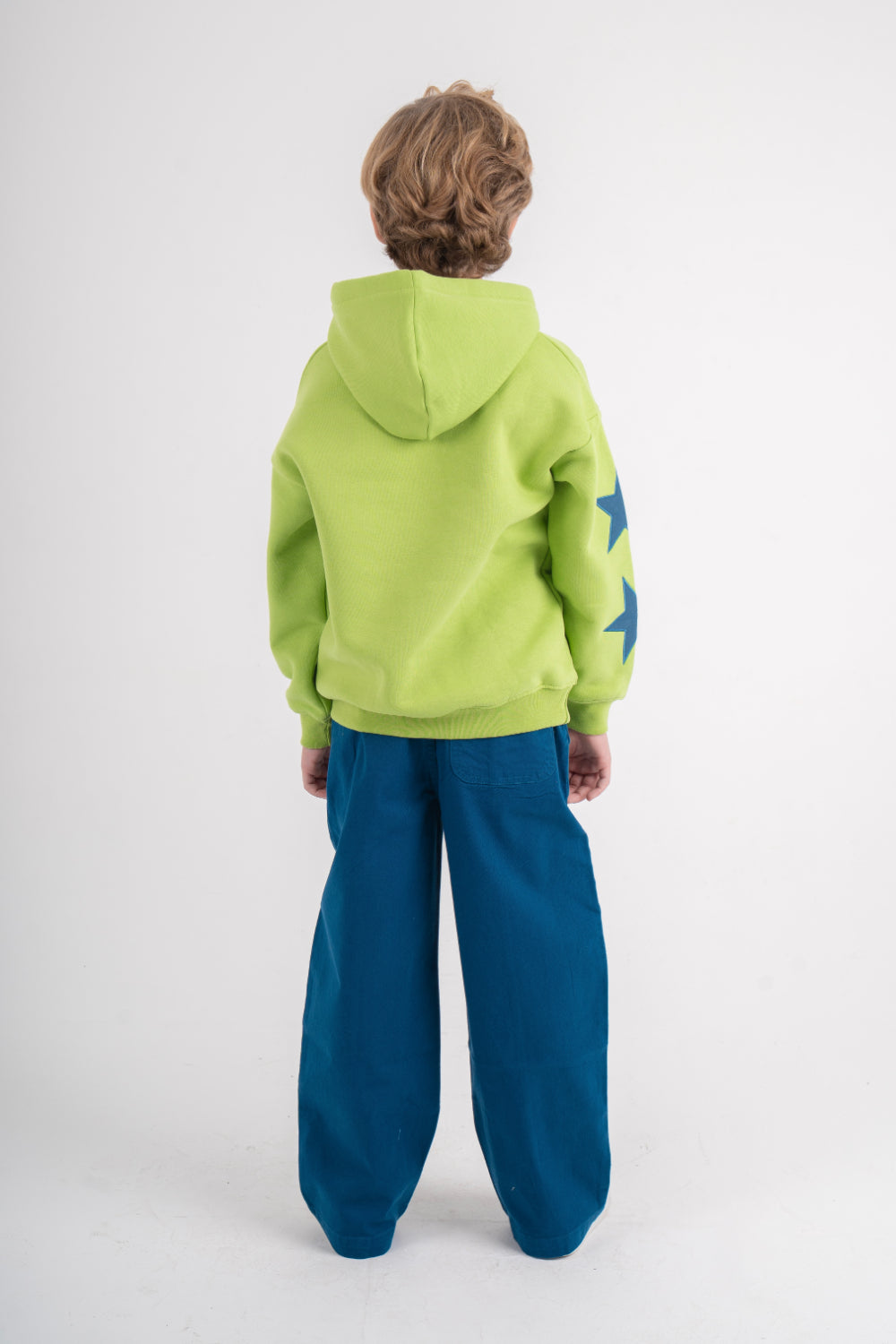 boys cotton hoodie – green with "athletic squad" print
