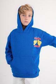 unisex fleece hoodie – blue with "pasta lover" print