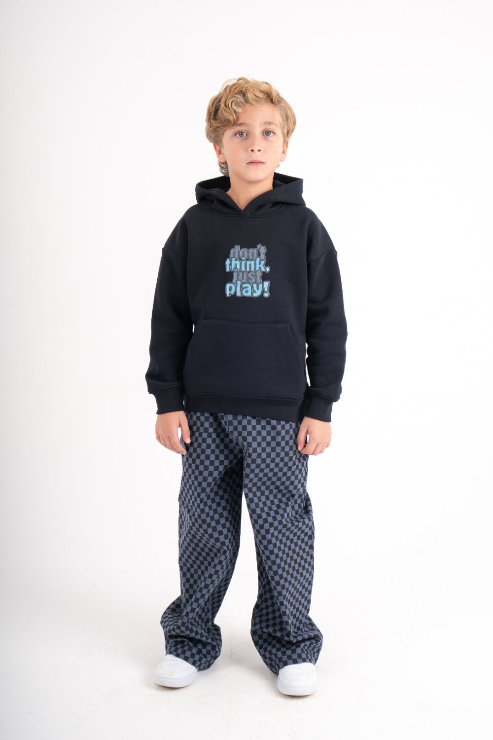 unisex gabardine pants – grey checkered