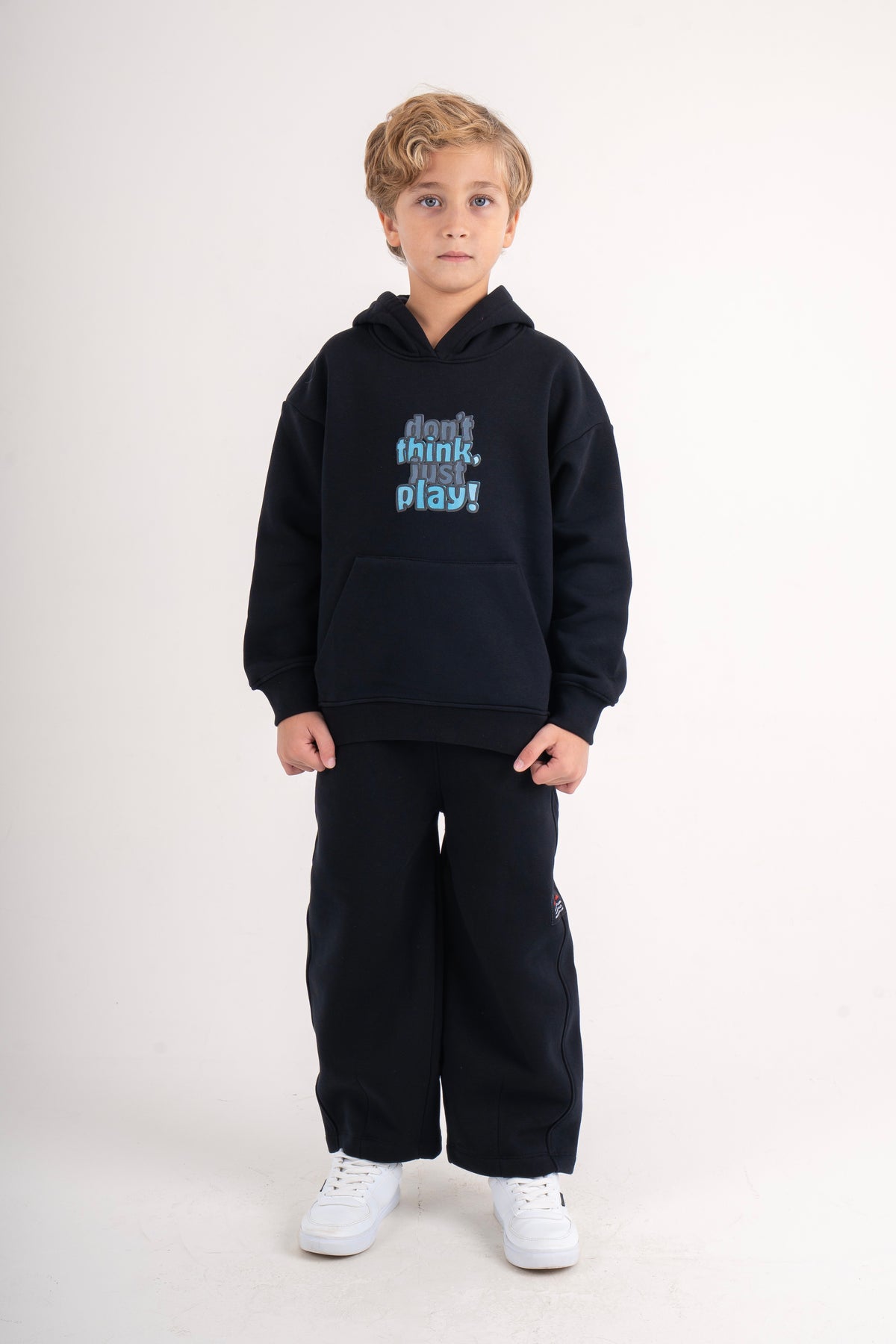 boys cotton sweat pants – black