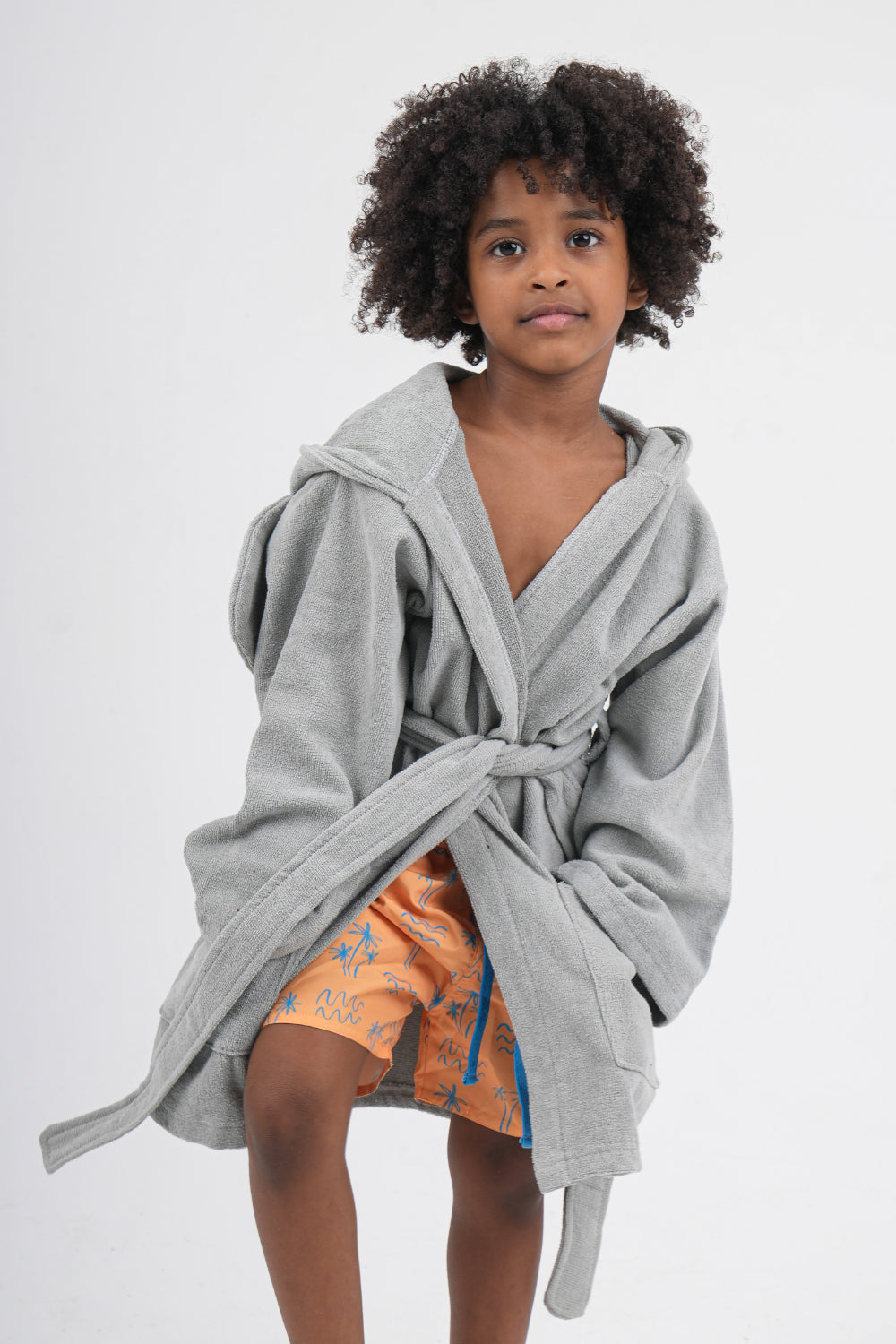 unisex swim robe – grey elephant sleeves