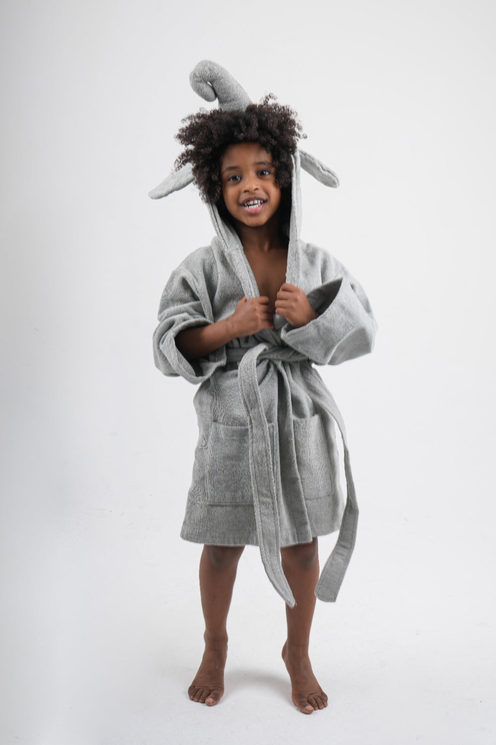 unisex swim robe – grey elephant sleeves