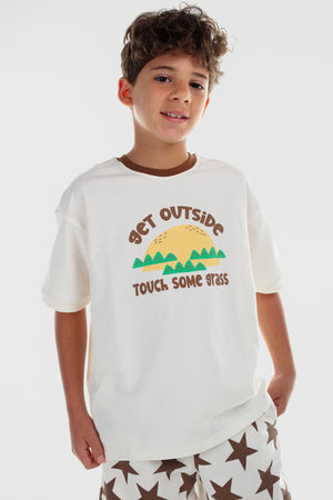boys cotton t-shirt – offwhite with 