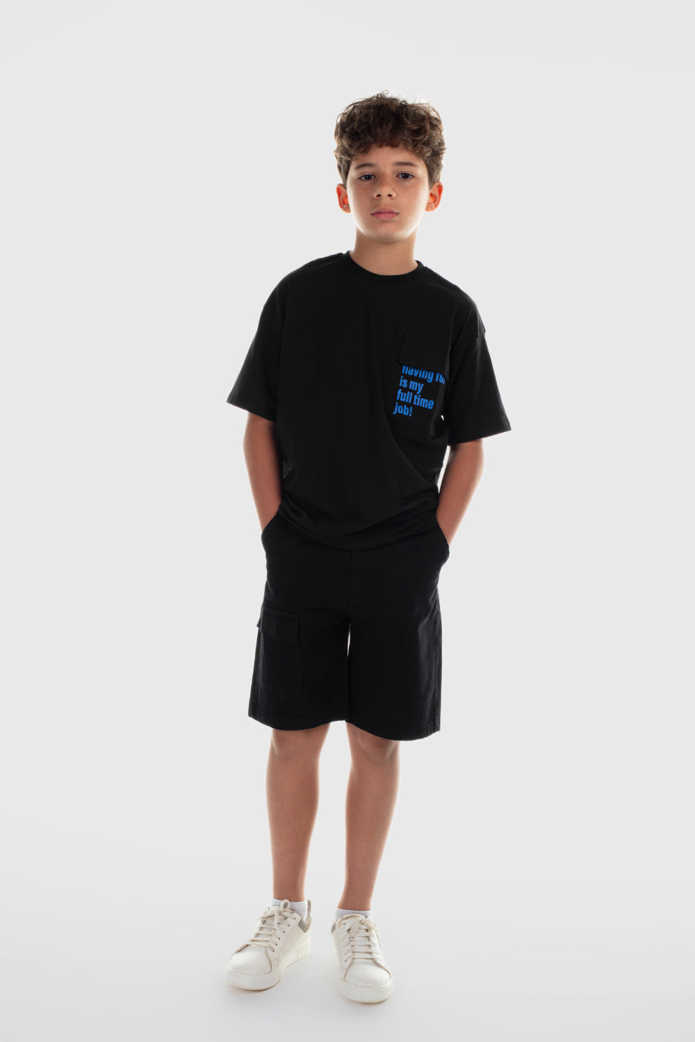 boys gabardine shorts – black