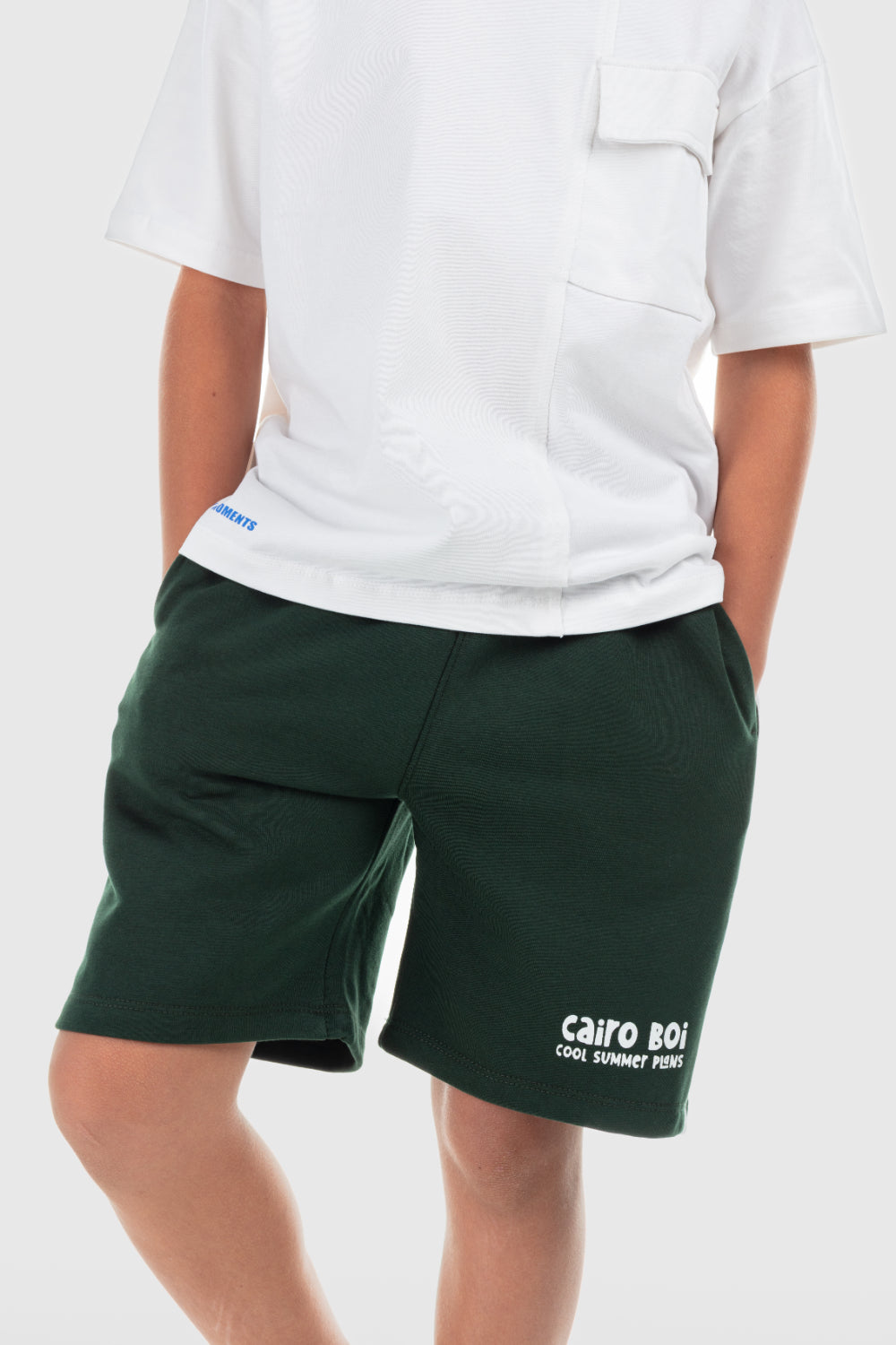 boys cotton short – olive with "cairo boi" print