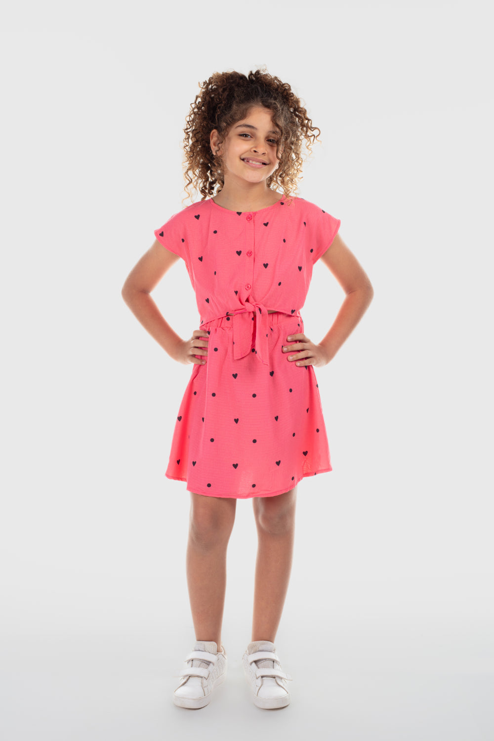girls cotton dress – watermelon with hearts print