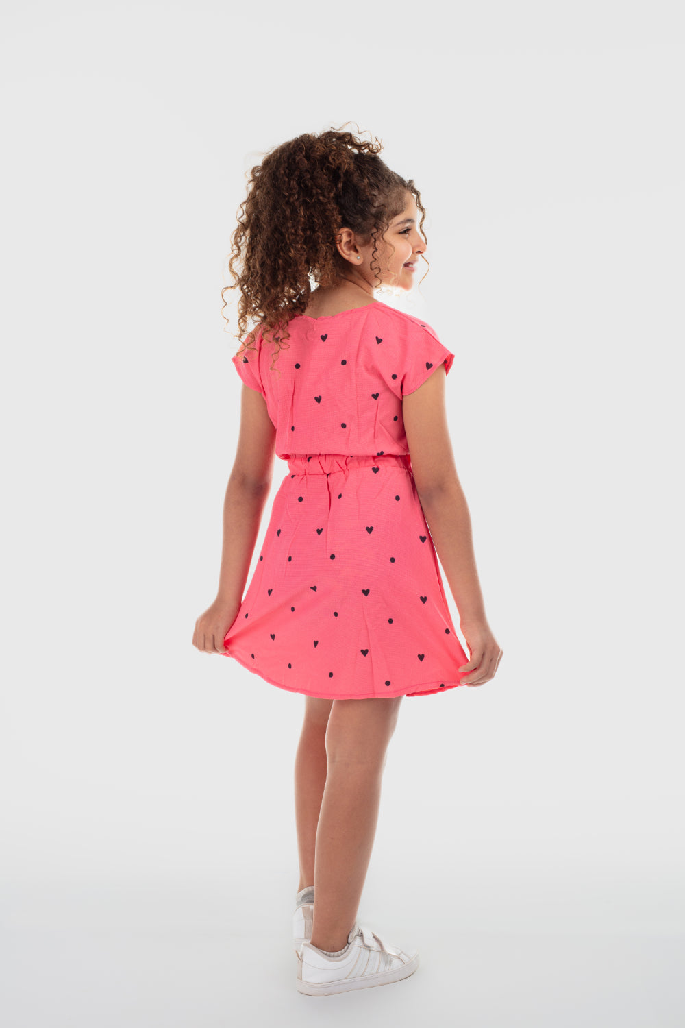 girls cotton dress – watermelon with hearts print