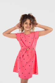 girls cotton dress – watermelon with hearts print