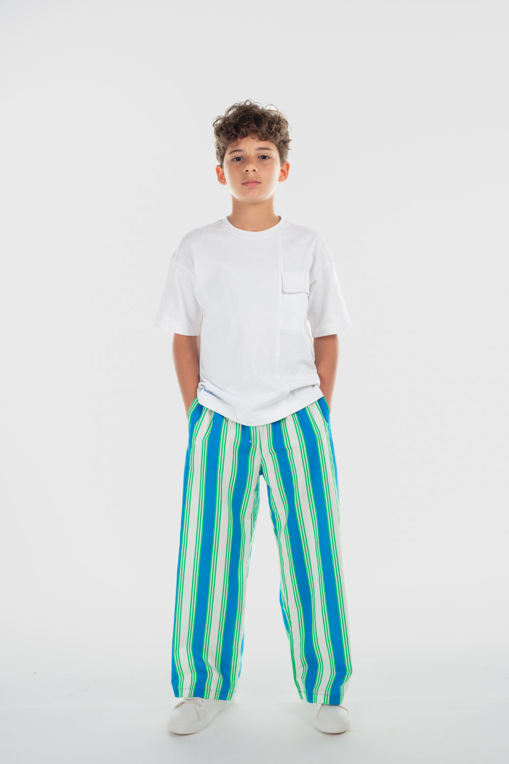 unisex cotton pants – blue & offwhite