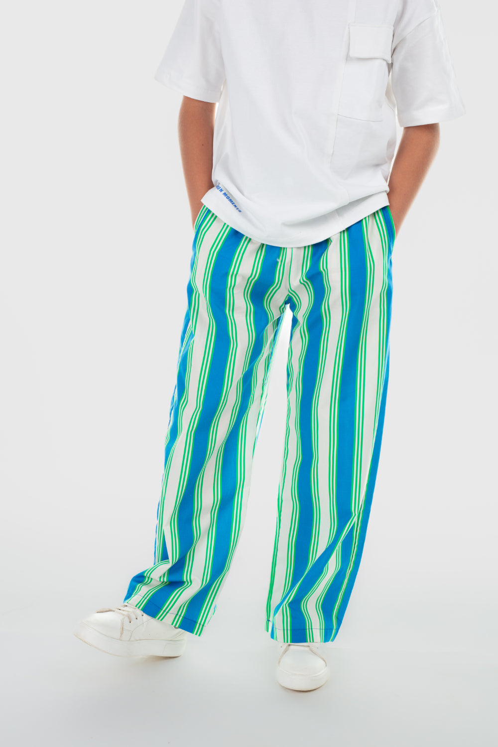 unisex cotton pants – blue & offwhite