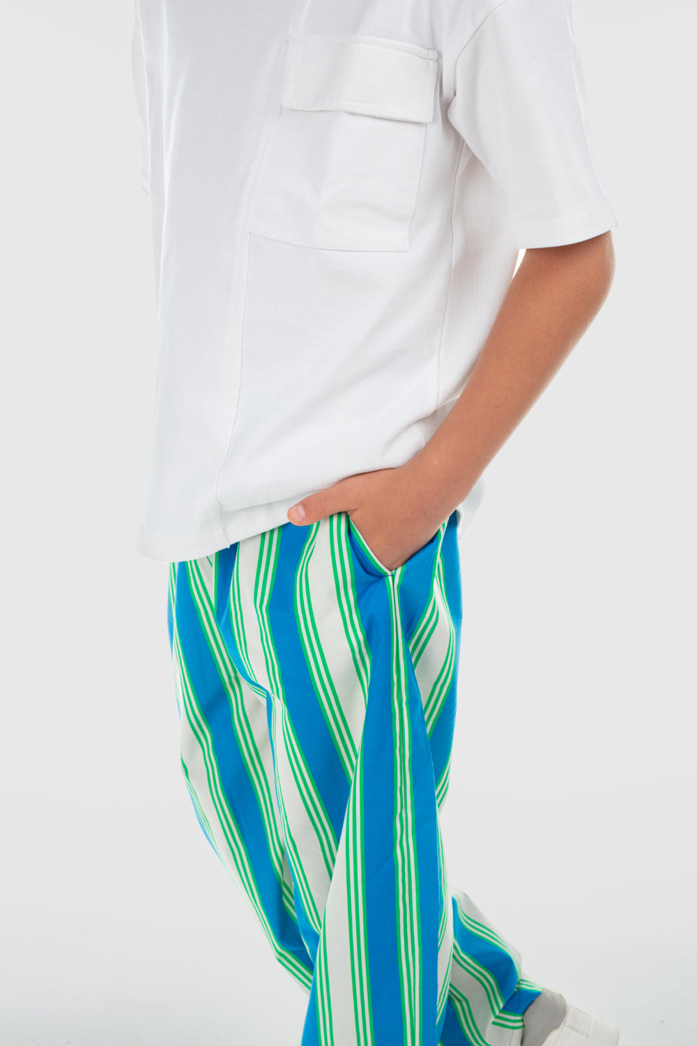 unisex cotton pants – blue & offwhite